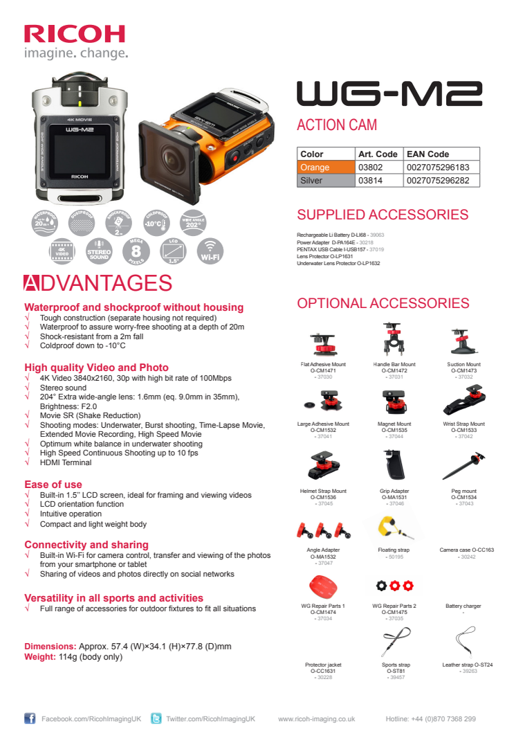 Ricoh WG-M2 datablad