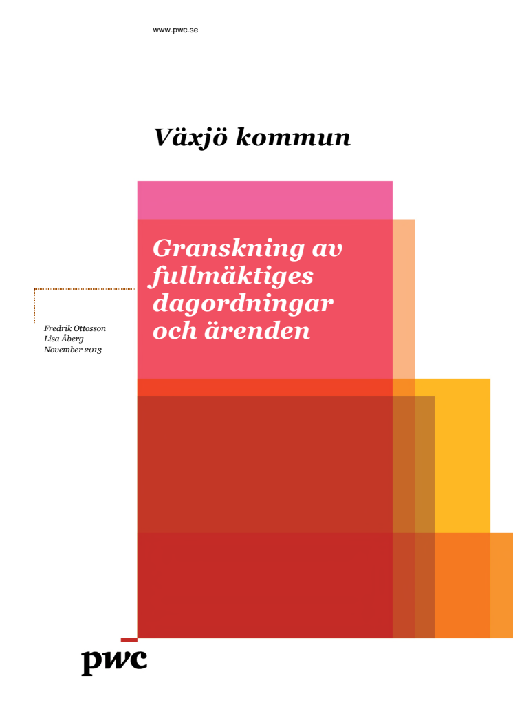Granskning av fullmäktiges dagordningar och ärenden (PwC)