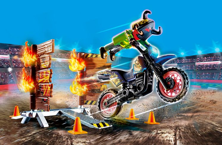Stuntshow Motorrad mit Feuerwand (70553) von PLAYMOBIL