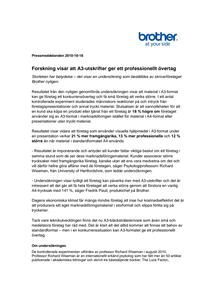 Brother: Forskning visar att A3-utskrifter ger ett professionellt övertag