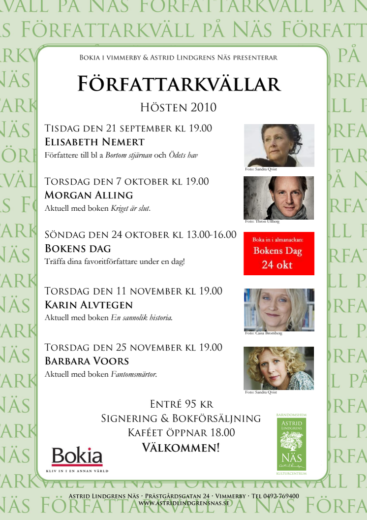 Författarkvällar på Astrid Lindgrens Näs hösten 2010