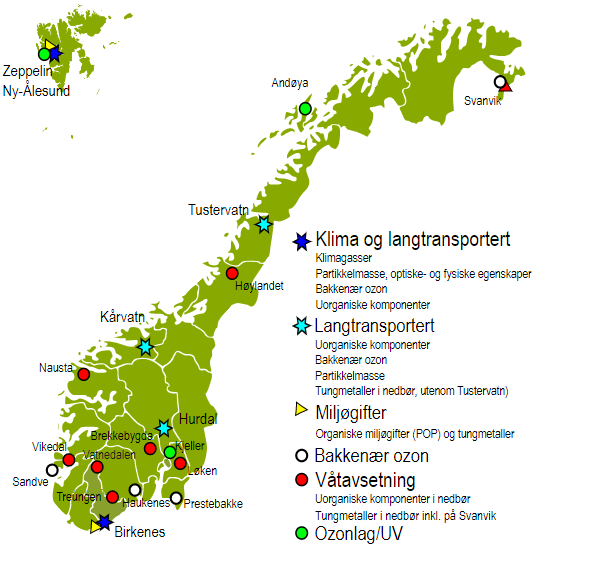 bakgrunnsstasjoner i Norge NILU