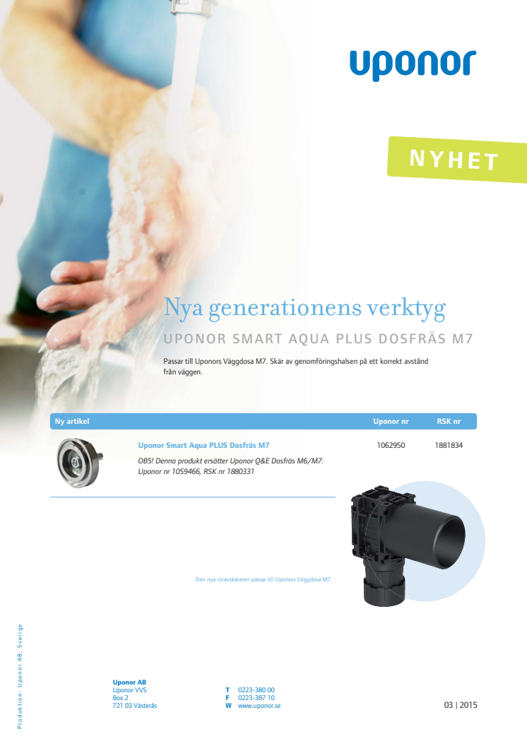 Nya generationens verktyg - Uponor Smart Aqua Plus dosfräs M7