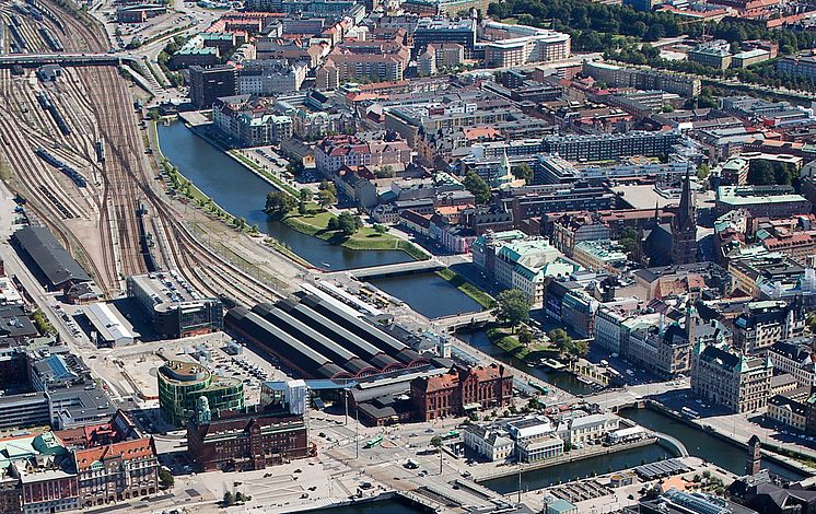 Vy över centrala Malmö med kvarteret S:t Gertrud