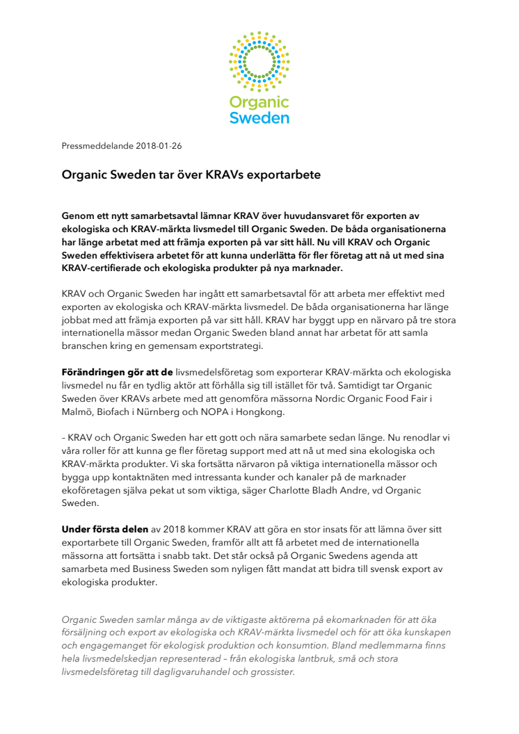 Organic Sweden tar över KRAVs exportarbete