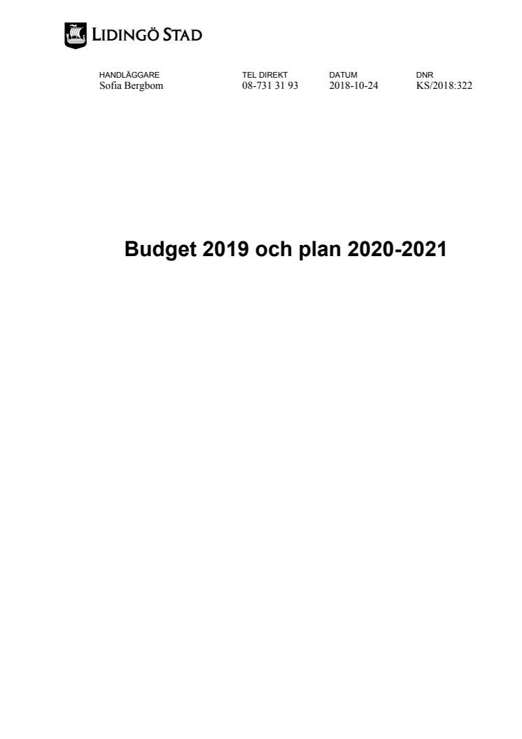 Budgetförslag 2019