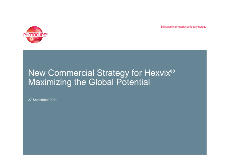 Photocure ASA - Presentation of a new commercial strategy for Hexvix® 