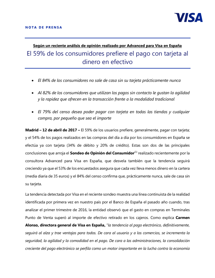 El 59% de los consumidores prefiere el pago con tarjeta al dinero en efectivo