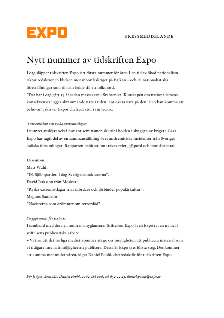 Nytt nummer av tidskriften Expo