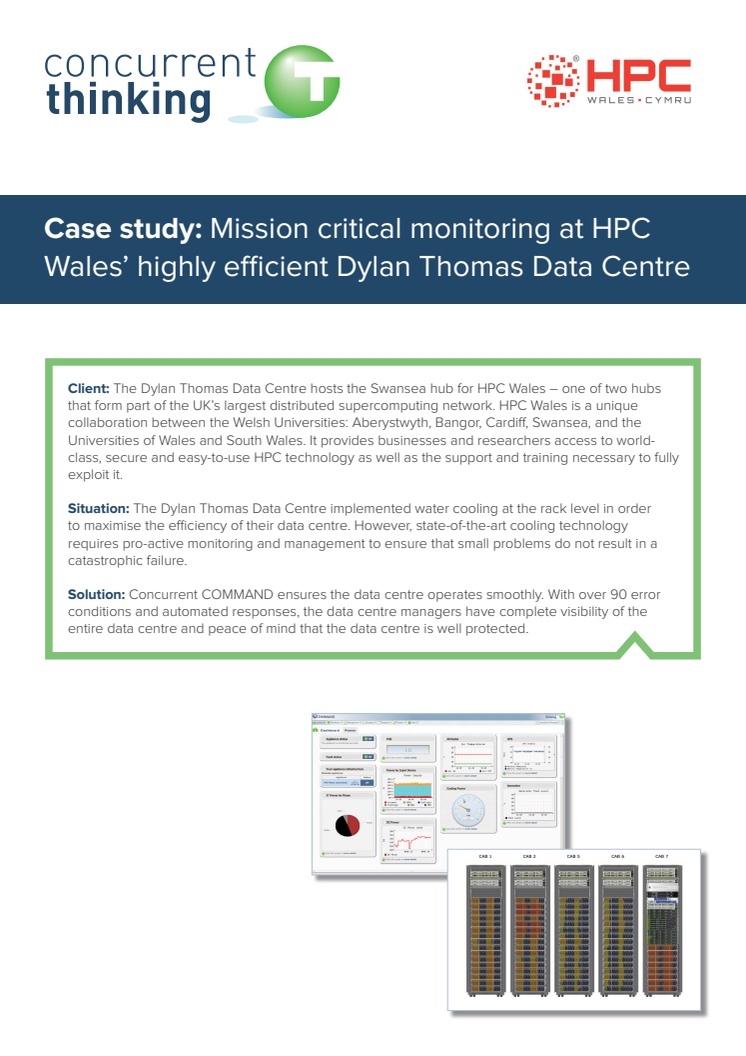 Case study: Mission critical monitoring at HPC Wales’ highly efficient Dylan Thomas Data Centre