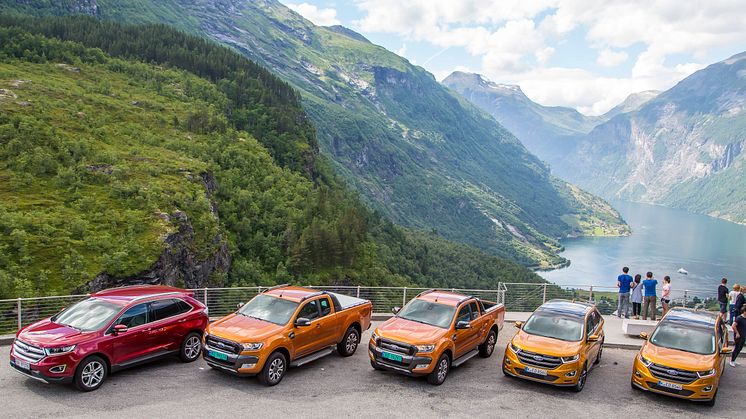 Med nye Ford Edge og Ford Ranger i Geiranger under den internasjonale presselanseringen av disse modellene