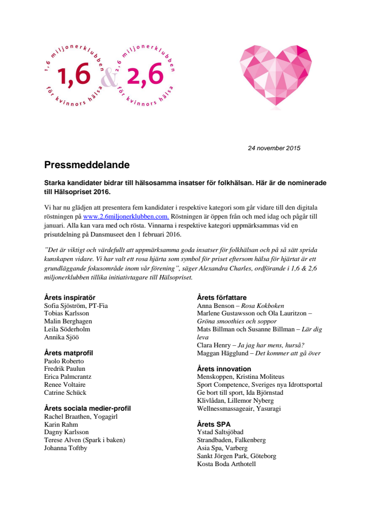 Hälsopriset 2016