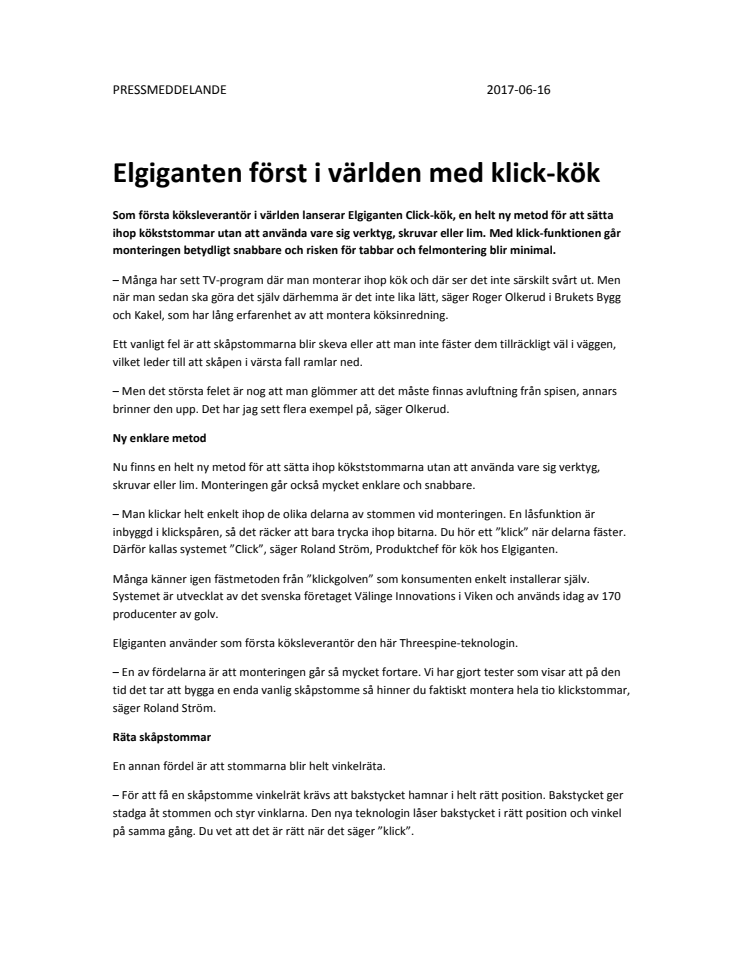 Elgiganten först i världen med klick-kök