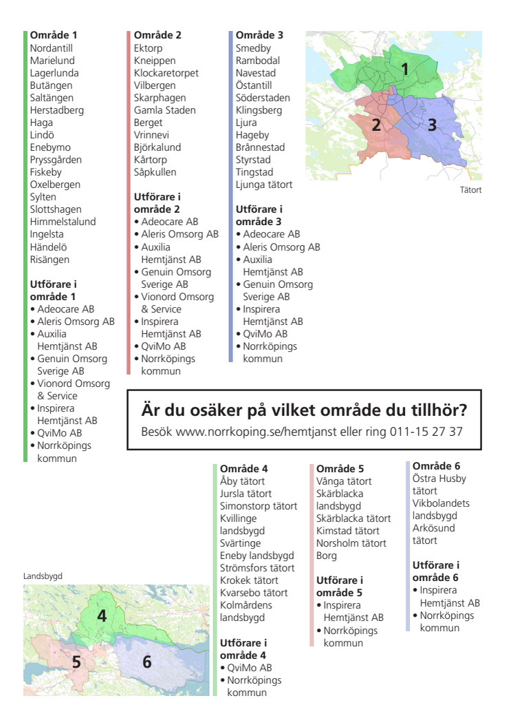 Hemtjänstutövare och geografiska områden