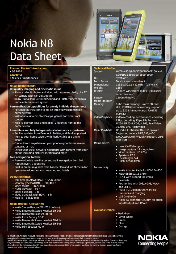 Nokia N8 faktaark