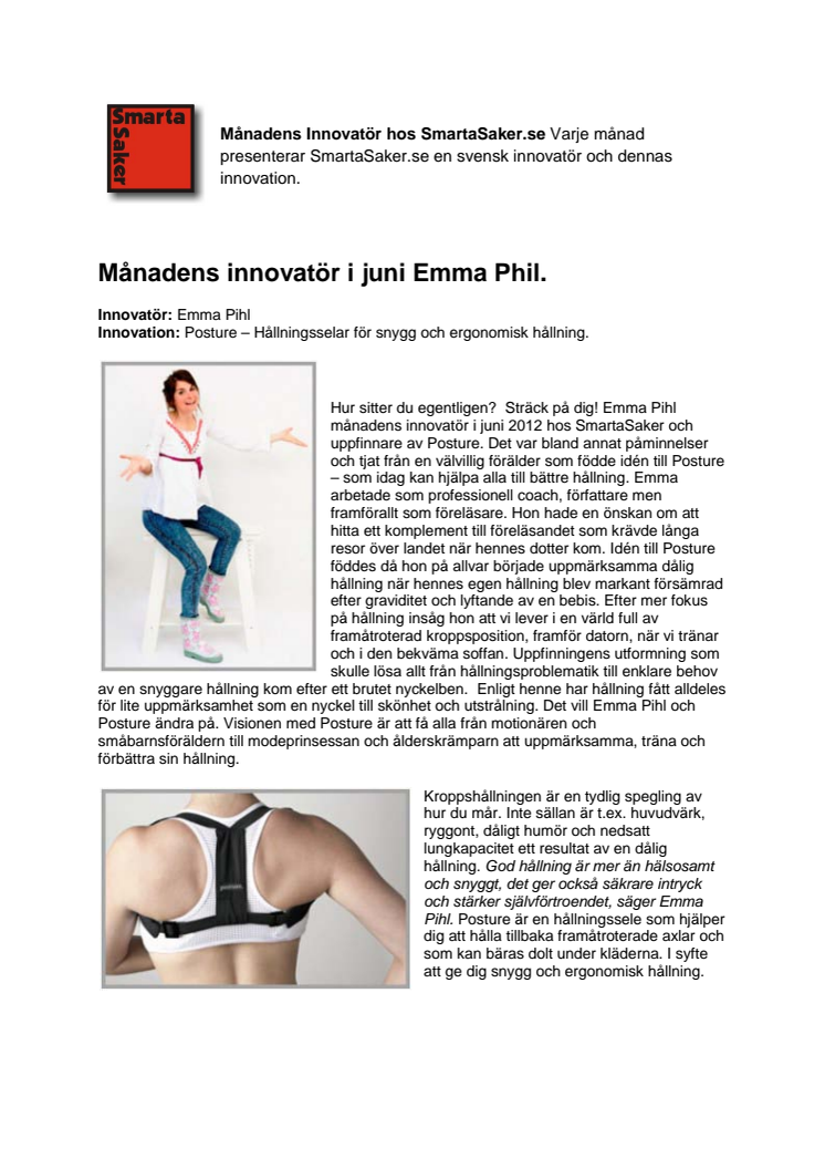 Emma Phil månadens innovatör  hos SmartaSaker.se i juni.
