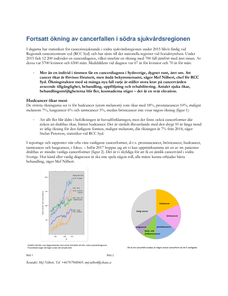 Fortsatt ökning av cancerfallen i södra sjukvårdsregionen