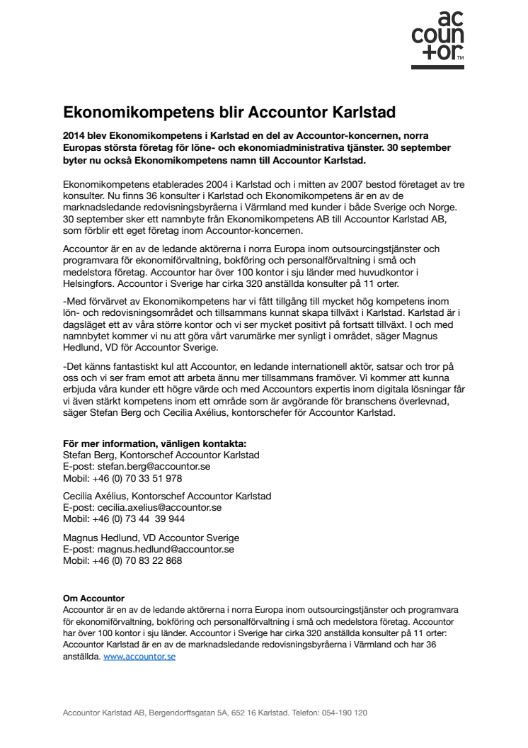 Ekonomikompetens blir Accountor Karlstad