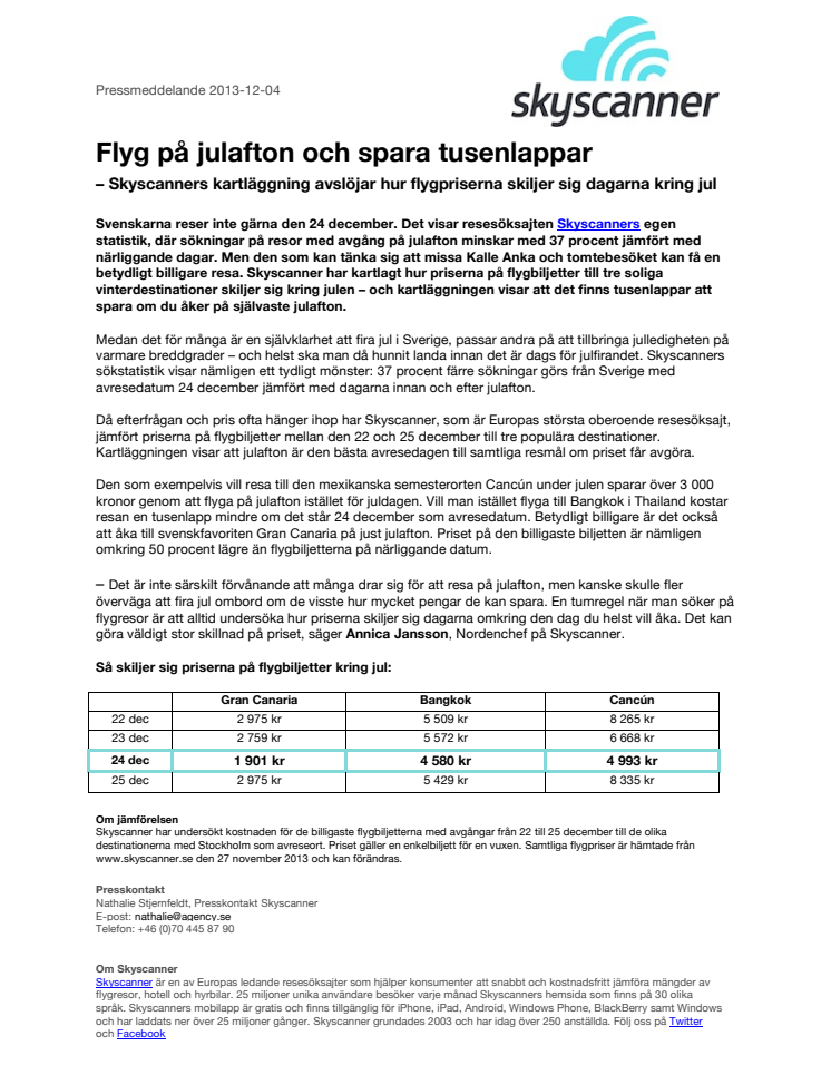 Flyg på julafton och spara tusenlappar