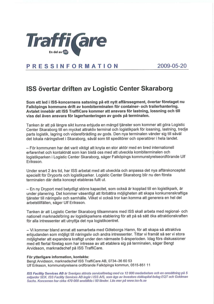 ISS övertar driften av Logistic Center Skaraborg