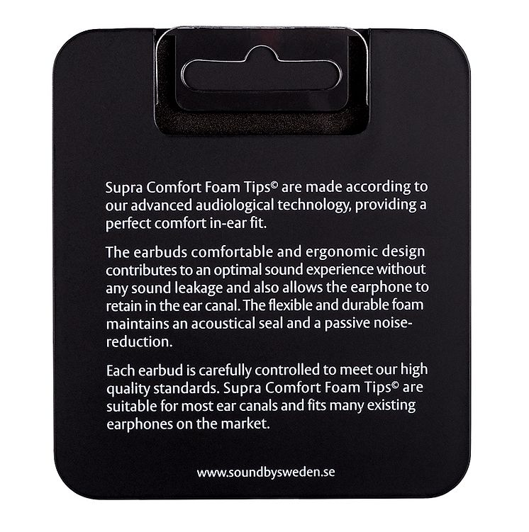 SUPRA Comfort Foam Tips© - package back