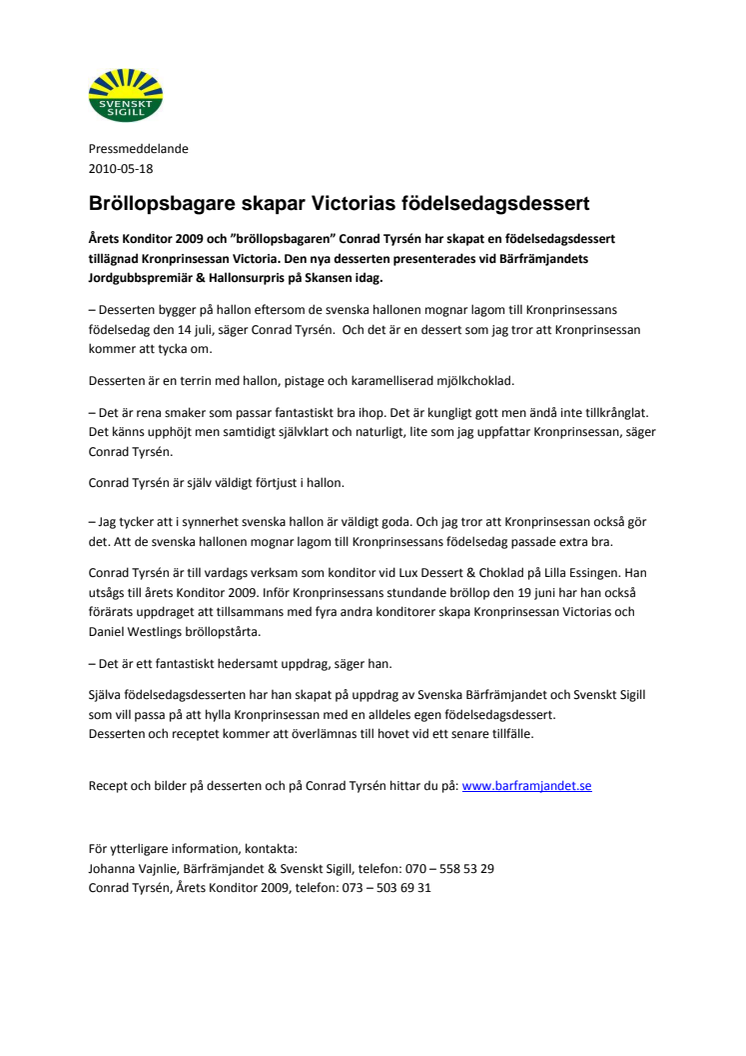 Bröllopsbagare skapar Kronprinsessan Victorias födelsedagsdessert