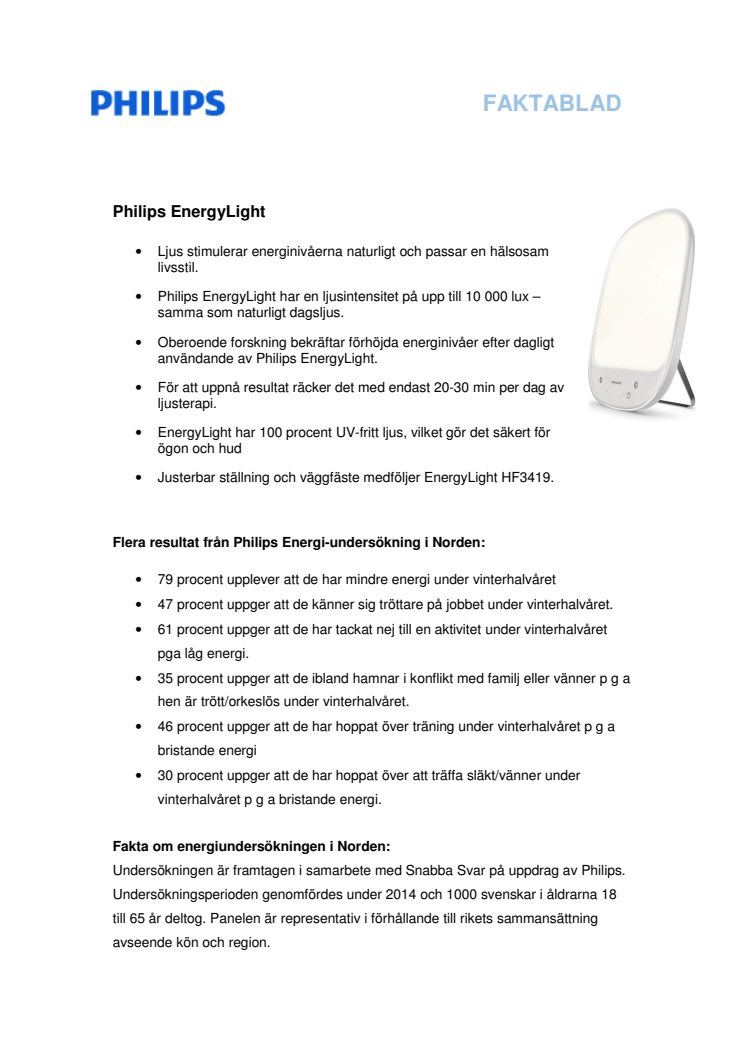 FAKTABLAD Philips EnergyLight