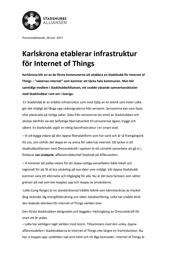 ​Karlskrona etablerar infrastruktur för Internet of Things