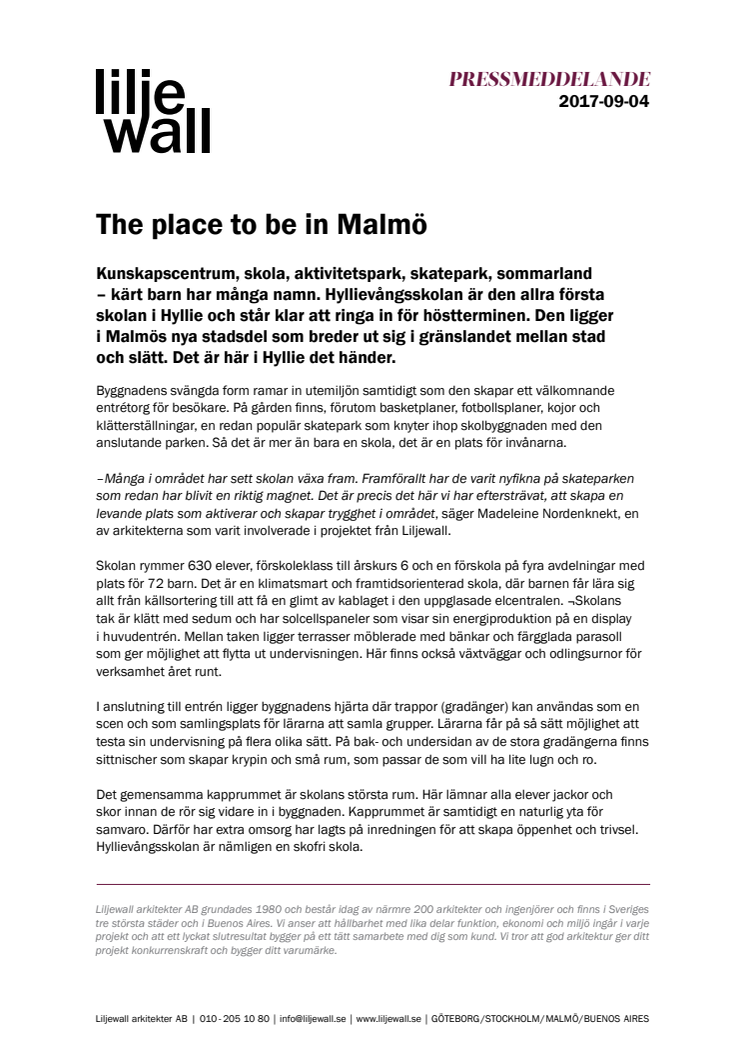 Hyllievångsskolan – the place to be in Malmö!