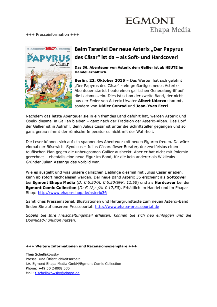 Beim Taranis! Der neue Asterix „Der Papyrus des Cäsar“ ist da – als Soft- und Hardcover!