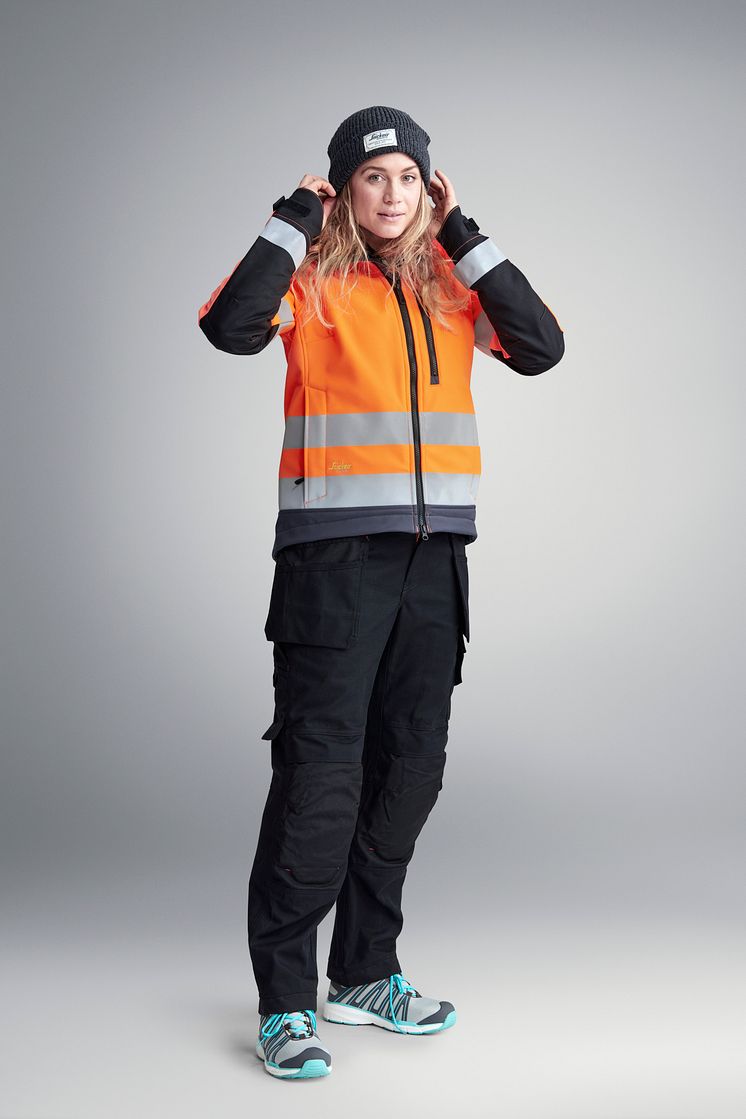 1237 AllroundWork, High-Vis Softshell jakke for kvinner, klasse 2/3, oransje