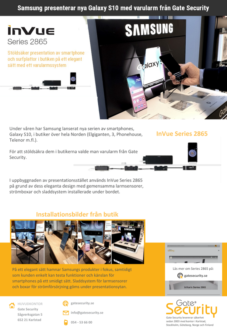 Samsung presenterar nya Galaxy S10 med varularm från Gate Security