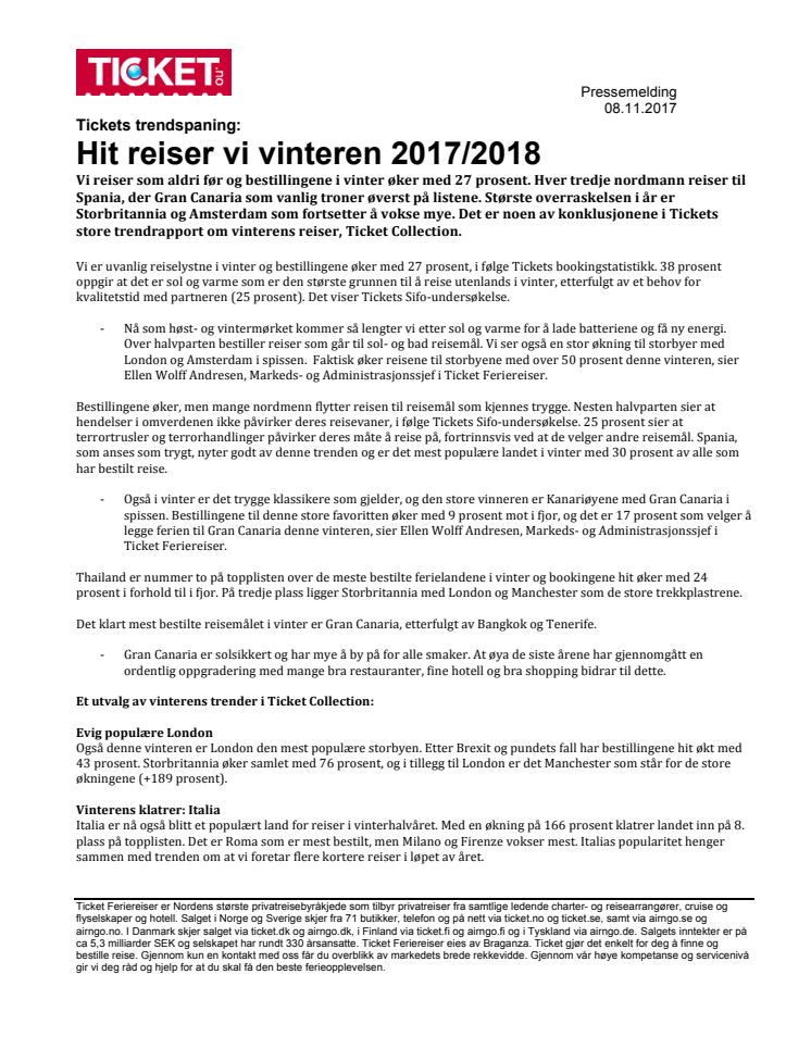 Tickets trendspaning: Hit reiser vi vinteren 2017/2018