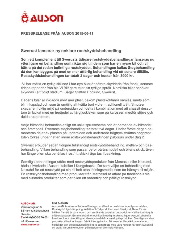 Swerust lanserar ny enklare rostskyddsbehandling