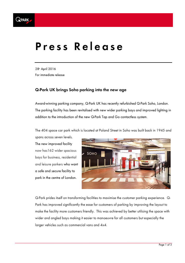 Q-Park UK brings Soho parking into the new age