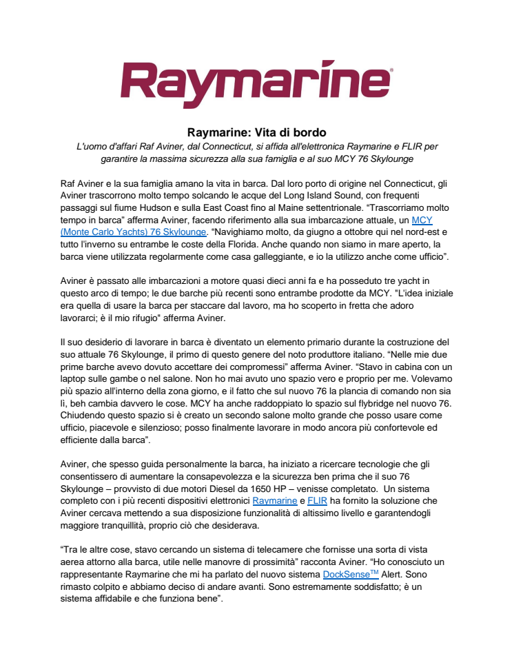 Raymarine: Vita di bordo 