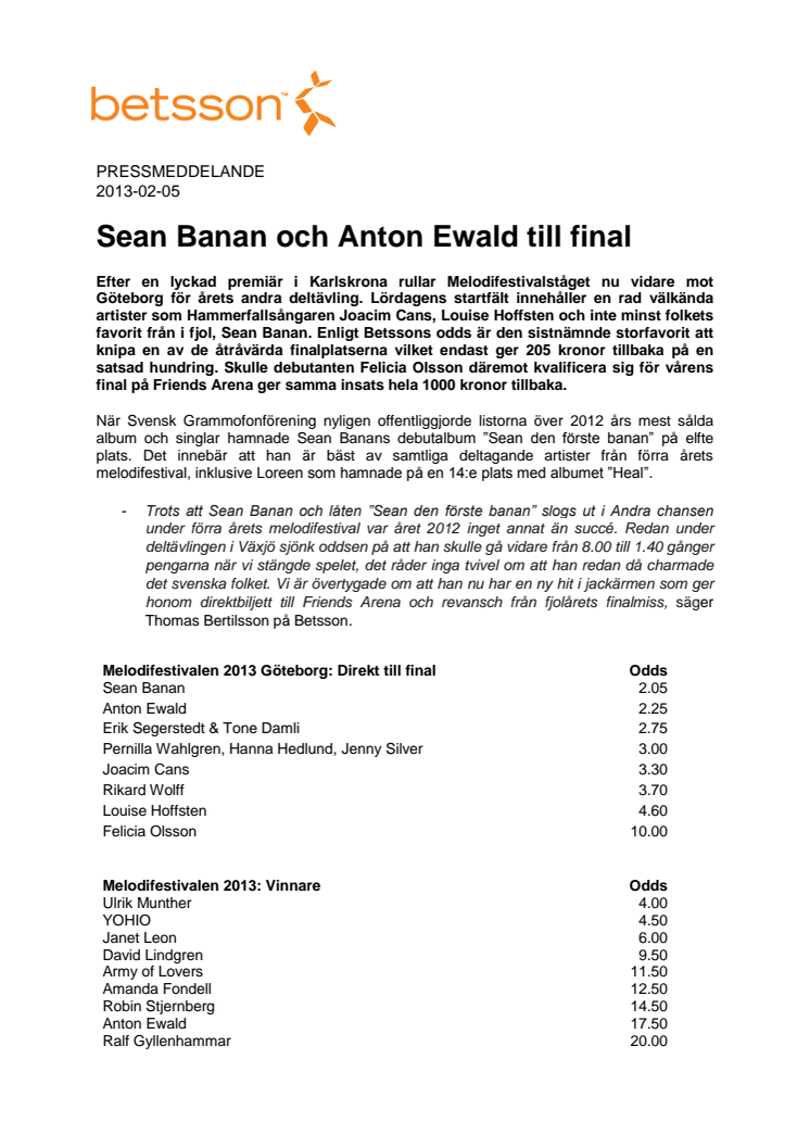 Sean Banan och Anton Ewald till final