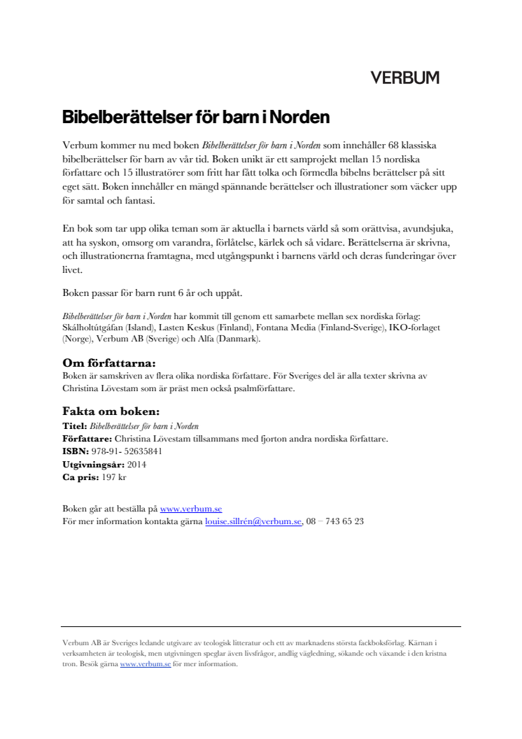 Bibelberättelser för barn i Norden