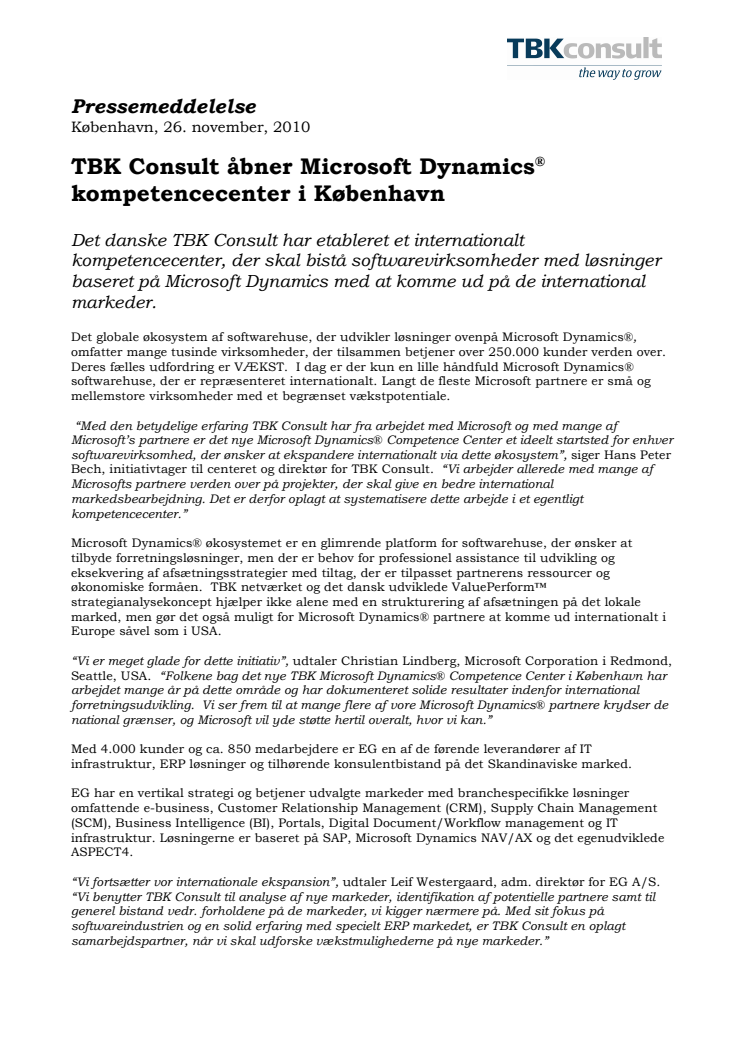 TBK Consult åbner Microsoft Dynamics® kompetencecenter i København
