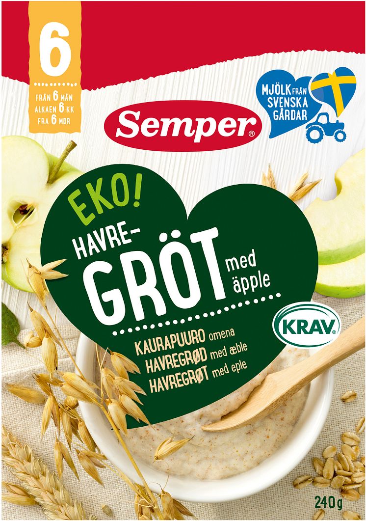 Eko Havregröt med äpple, 6 M