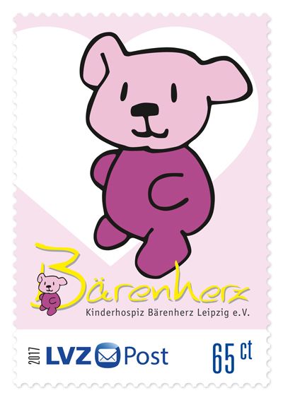 Bärenherz-Weihnachtsbasar in der Mädler-Passage: Bärenherz-Briefmarke wird vorgestellt