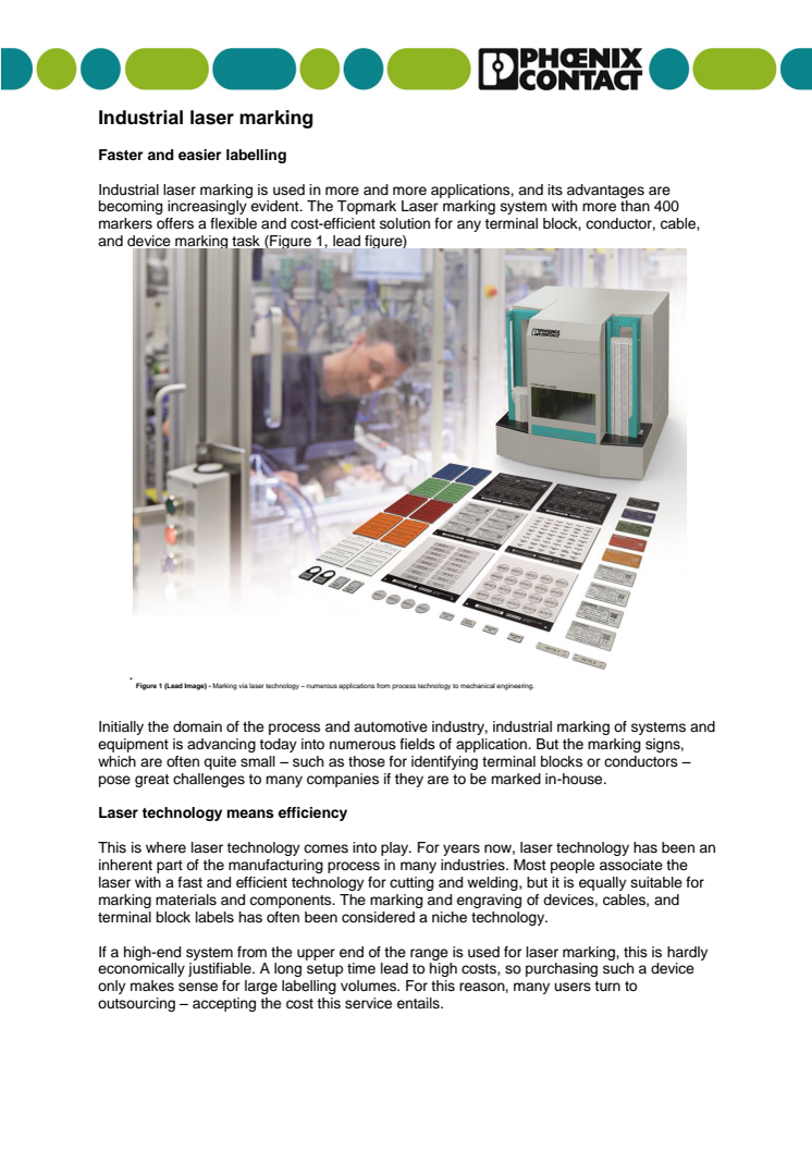 Industrial laser marking: Faster and easier labelling