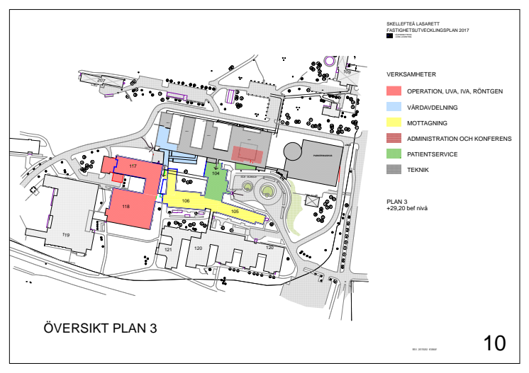 Fastighetsutvecklingsplan Skellefteå lasarett översikt plan 3