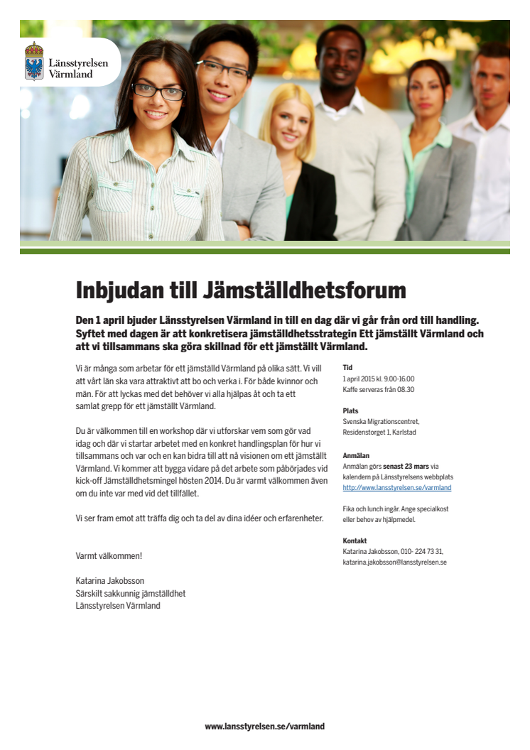 Inbjudan till Jämställdhetsforum