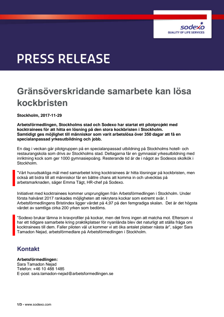 Gränsöverskridande samarbete kan lösa kockbristen