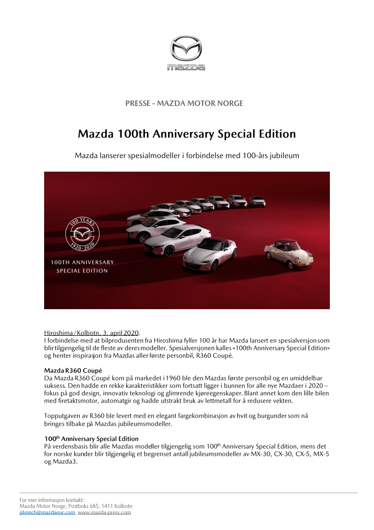 Mazda 100th Anniversary Special Edition