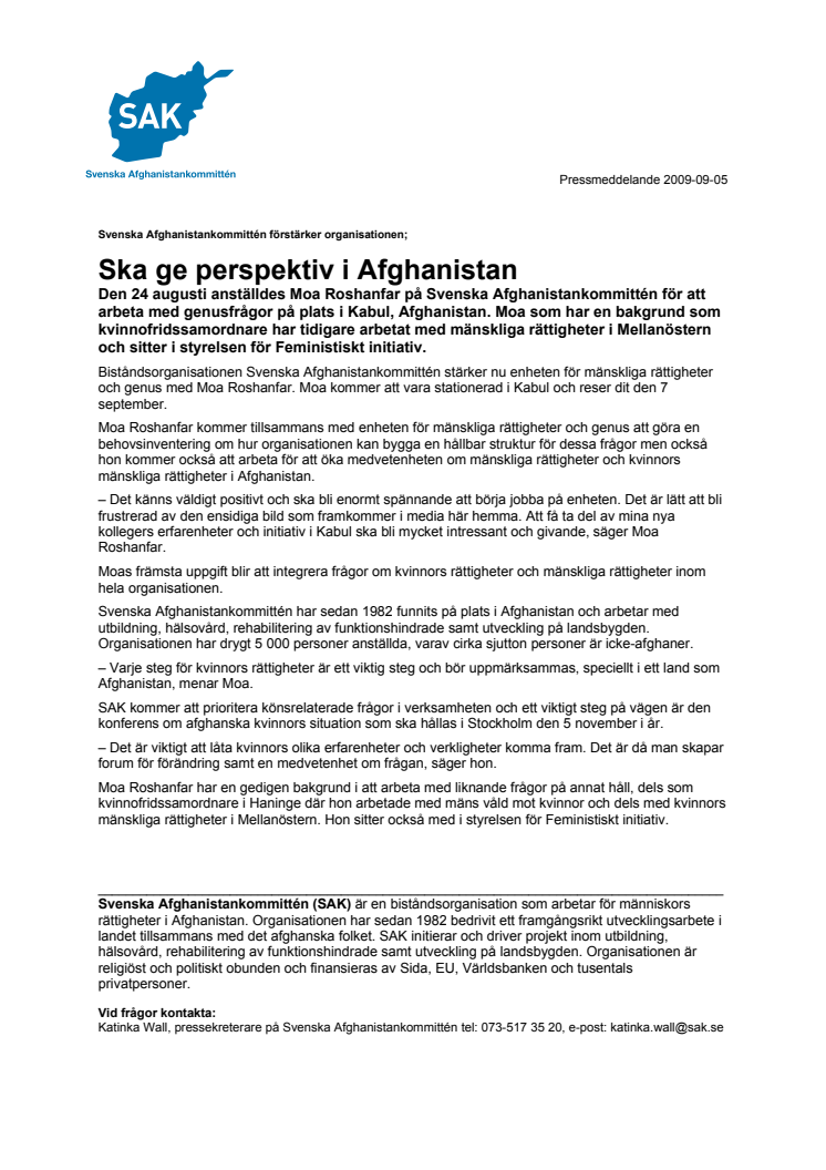 Ska ge perspektiv i Afghanistan   