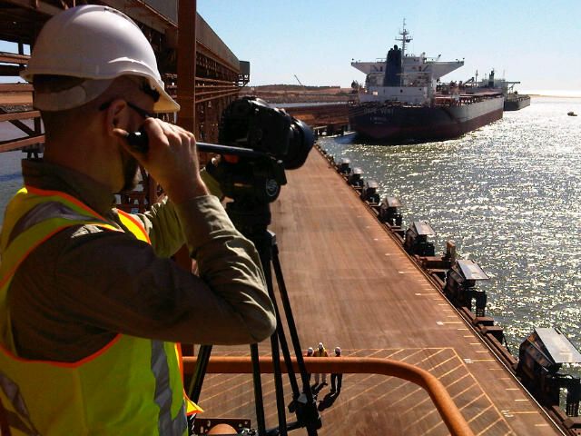 Oscar sizes up a shot at Port Hedland. #Cavotecfilm