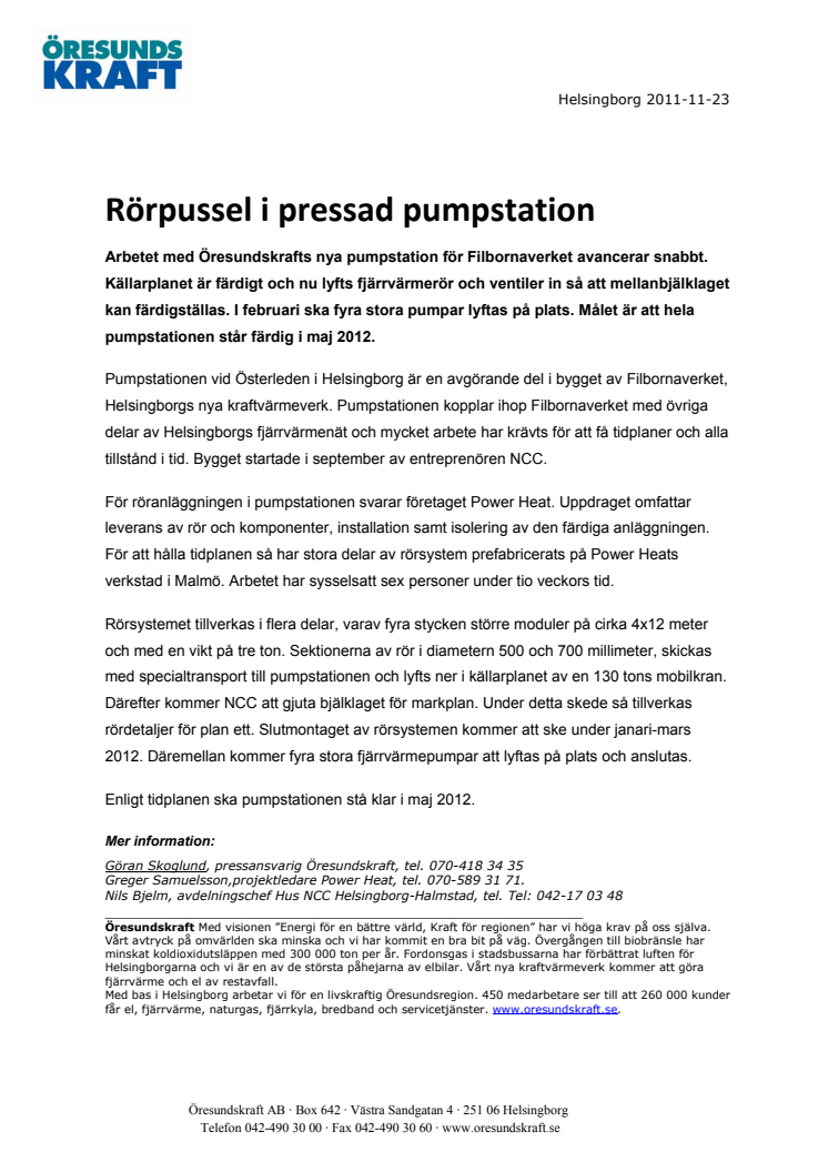 Rörpussel i pressad pumpstation