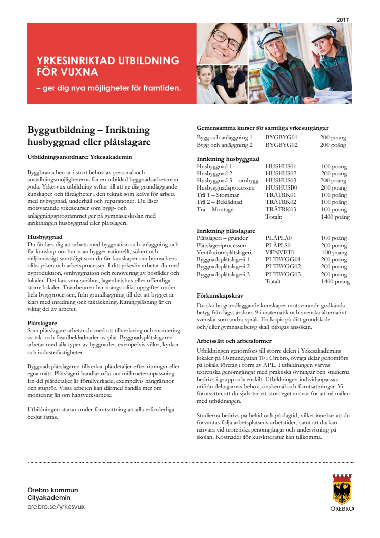 Byggutbildning - Informationsblad